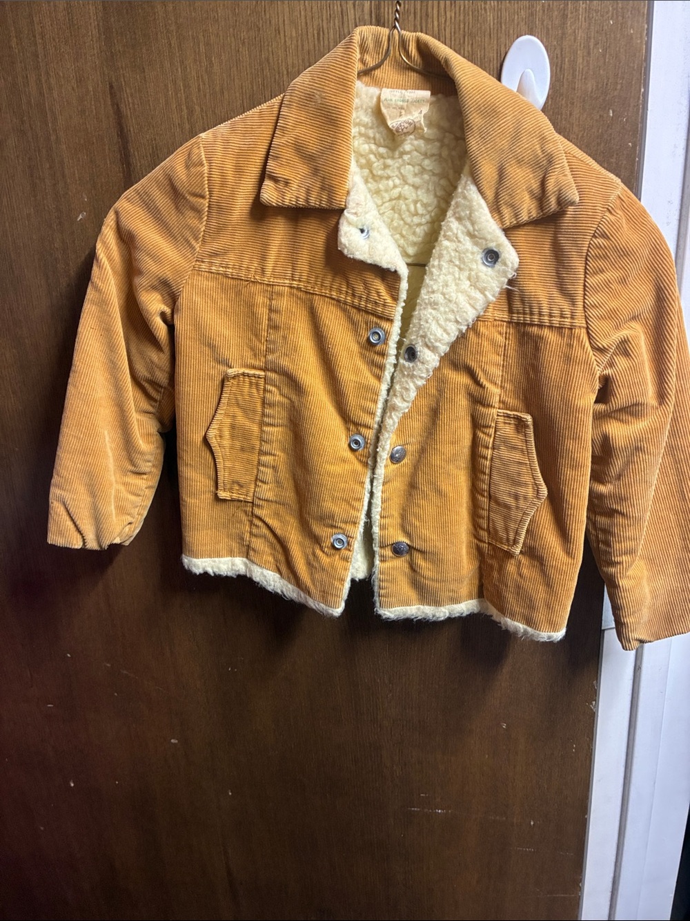 Kids vintage Corduroy Sherpa Jacket - Mustard Yellow